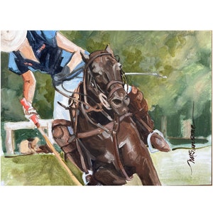 Original Oil Painting  Sketch of a Woman Polo Player