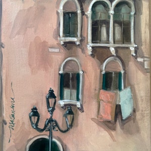 Version 2 Original Oil Painting  Sketch of a Venetian home Venice