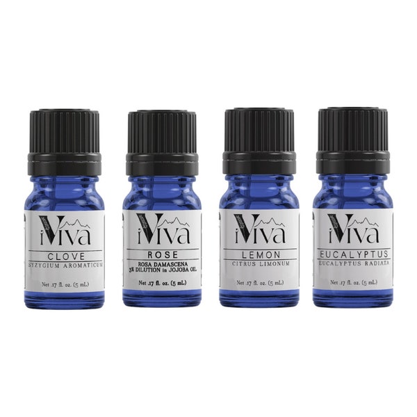 Smell Training Kit - Pure Essential Oils, Smell Kit, Rose Oil, Lemon, Clove, Eucalyptus Oil, Training Oils, Oils for Nose, Oils for Smelling