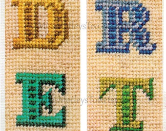 Cross stitch alphabet pattern vintage font 3D retro effect PDF Instant download
