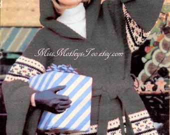 Crochet pattern hooded jacket retro knit sweater immediate download PDF
