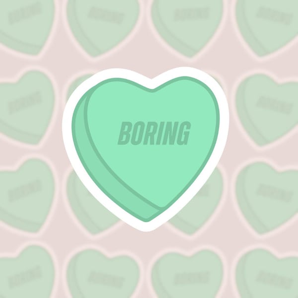 Pegatina de corazón de caramelo de San Valentín de Boring Hollander, Ilya Rozanov, pegatina de vinilo de romance de hockey de intensa rivalidad, pegatina literaria resistente al agua