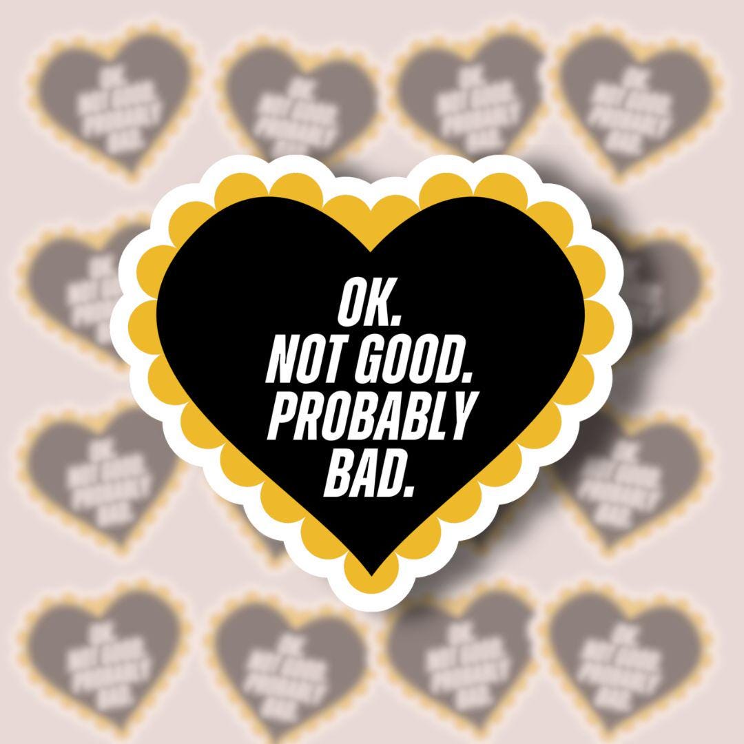 Ok Not Good Probably Bad Sticker, Heated Rivalry Hockey Romance Vinyl ...