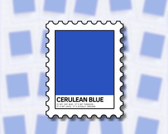 Cerulean Blue Stamp Sticker | Vinyl Sticker, Water Resistant, Scratch Resistant
