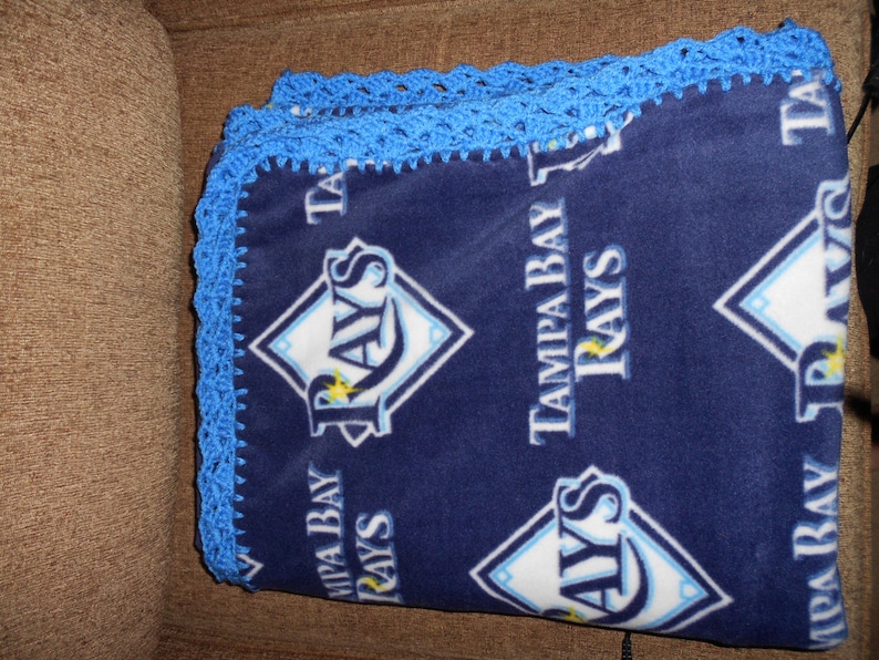 Tampa Bay Rays Fleece Blanket with crochet edge