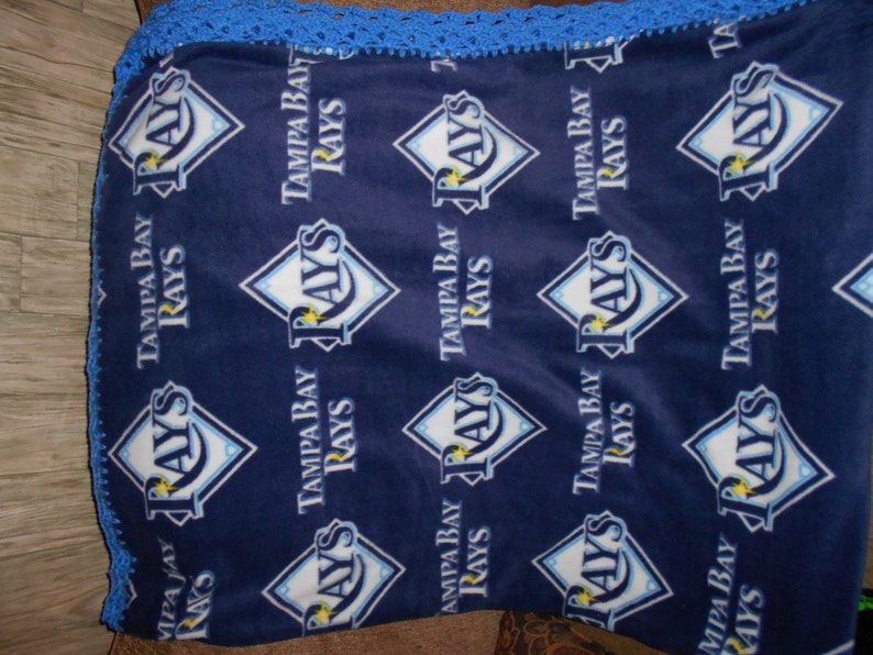 Tampa Bay Rays Fleece Blanket with crochet edge