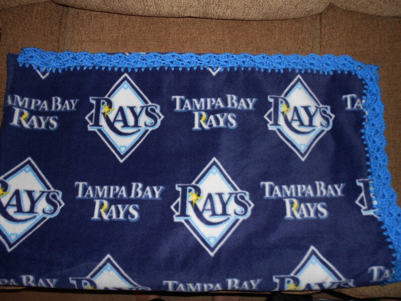 Tampa Bay Rays Fleece Blanket with crochet edge
