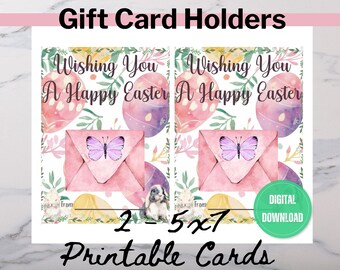 Porte-cartes de Pâques, cadeau imprimable, carte de Joyeuses Pâques