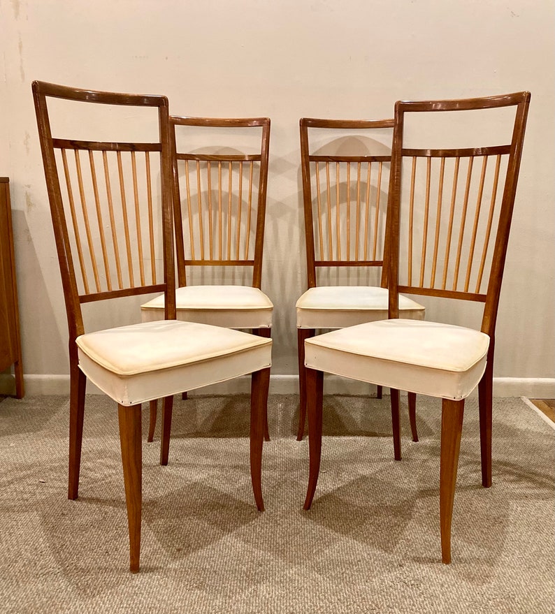Set of 4 Italian Mid Century dining chairs c. 1955 image 2