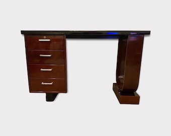 Art Deco mahogany desk w/ebony detail .  c 1980