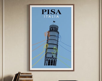 Tower of Pisa Travel Poster | Leaning Tower of Pisa, Italy Wall Art | Unique Artwork for Your Home | Housewarming Gift