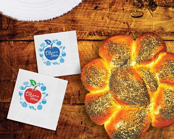Rosh Hashanah Party-Servietten – 96 Stück Mit Jüdischen Motiven Für Feiertagsdeko, 16,4 X 16,4 Cm