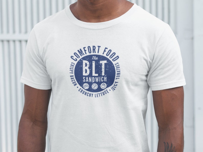 T-shirt with graphic design of BLT Sandwich Comfort Food