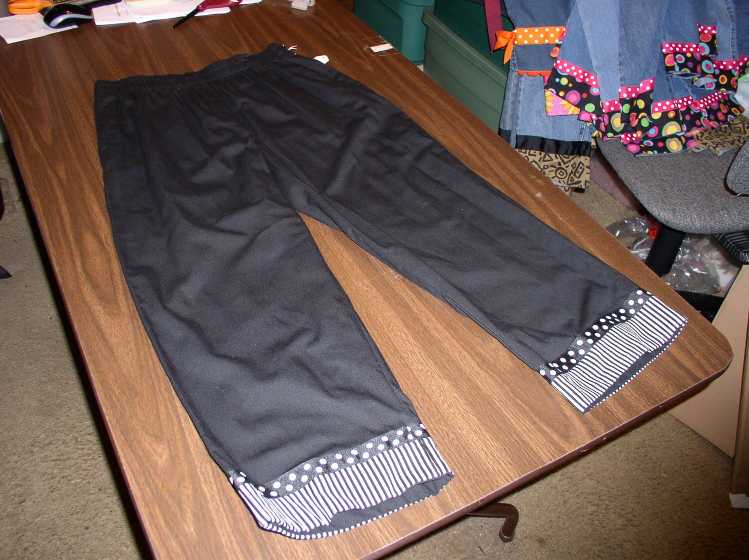 Black Elastic Waist Twill Pants 