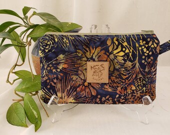 Zippered 8 x 5 clutchwristlet licensecredit cardscash etc fits newer 9+ phones Riley Blake Fairy Edith Wildflowers with mint lining