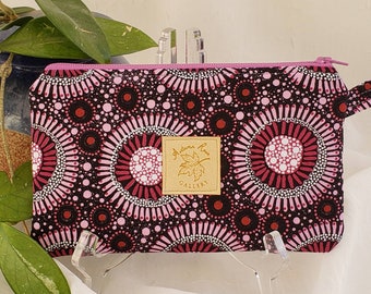 Zippered 8 x 5 clutchwristlet licensecredit cardscash etc fits newer 9+ phones Riley Blake Fairy Edith Wildflowers with mint lining