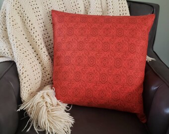 Wycinanki throw pillow cover, 18x18 square made of premium cotton fabric. See more details below.