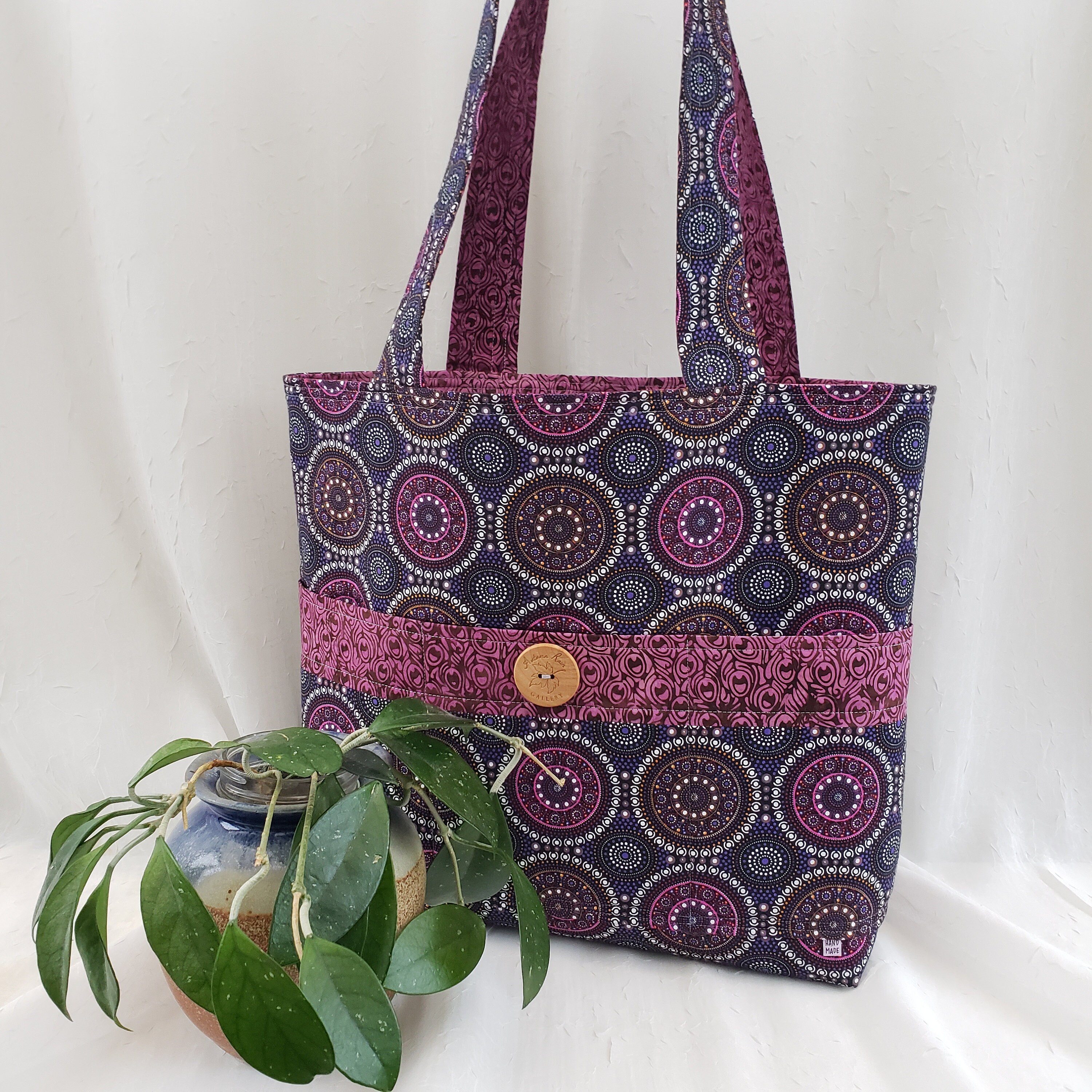 Reversible Cotton Tote Australian Aboriginal Bush Berry Etsy