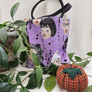 Library Book Bag - Or maybe a Halloween bags? Crafted with Alexander Henry&#39;s gothic style &quot;Vamps&quot;