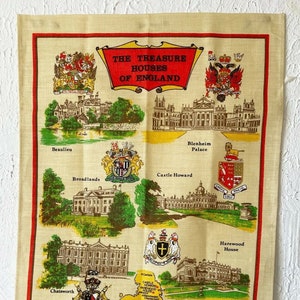 Treasure Houses of England Souvenirkaart linnen theedoek muur hangend door Richlin