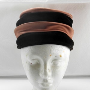 Vintage Burgundy Velvet & Pink Satin Ladies&#39; Hat by Screen Vogue Original