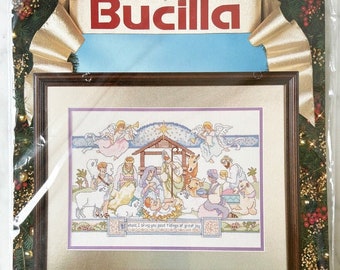 Kit de punto de cruz contado navideño de escena de la Natividad de Bucilla, 14 "x 10"