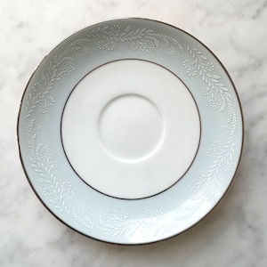 Vintage Noritake China Laureate Japan 5651 Saucer Blue White Floral Silver
