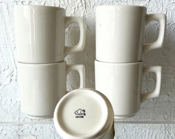 Vintage Buffalo China Mugs Set of Four Plain Restaurant Ware Diner Mugs 0007M