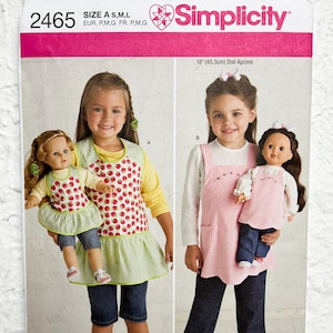 Simplicity Kids&#39; and Doll Apron and Smock Sewing Pattern 2465 Child&#39;s Size S-M-L