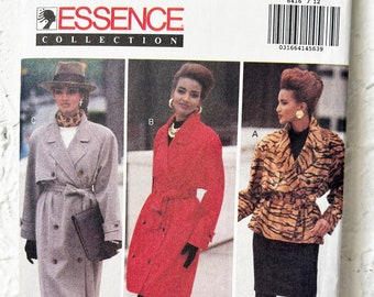 Butterick Essence Collection Double-Breasted Coat Jacket Skirt Pattern #6416 Misses 12-16 Uncut