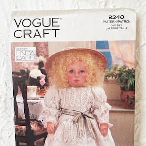 Vintage Vogue Crafts Pattern 8240 18&quot; Victorian Doll with Color Face Transfer and Clothes - Uncut