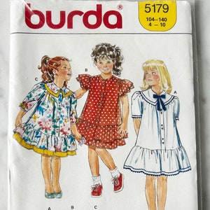 Burda Girls&#39; Drop Waist Ruffles Dress Sewing Pattern 5179 Sizes 4-10 Uncut Sealed