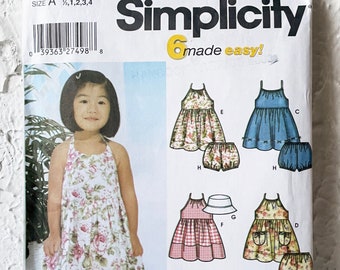 Simplicity Sewing Pattern 5166 Toddlers Sundress Panties/Bloomers Hat Sizes 1/2-1-2-3-4 Uncut