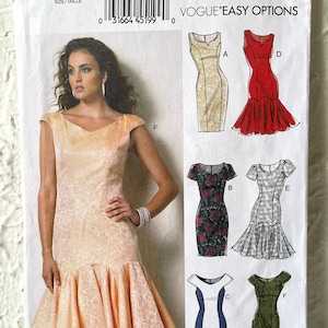 Vogue Easy Options Dress Fitted Lined Princess Seams Pattern V8948 Misses&#39; 4-12 Uncut