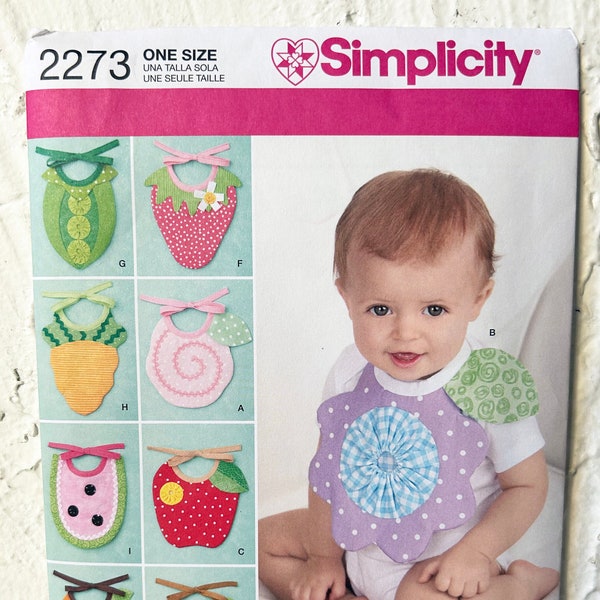 Simplicity Baby Bib Flower Strawberry-Peas-Carrot-Apple Bibs Sewing Pattern 2273