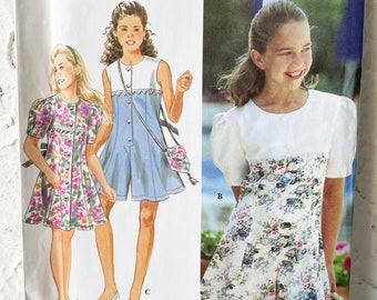 Simplicity Girl's Dress or Culotte Dress & Bag Sewing Pattern #8956 Sizes 12-14 Uncut