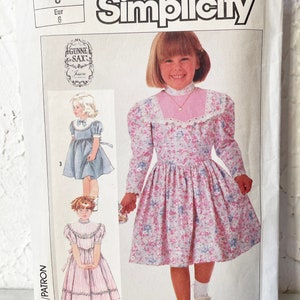 Vintage Gunne Sax Jessica Simplicity Sewing Pattern 7406 Girls Dress Yoke Waist Ties - 6