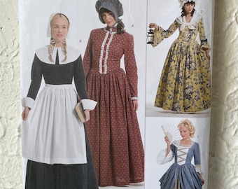 Simplicity Colonial Pilgrim Prairie Highlander Dresses Cap Costume Pattern 3723 Misses' 6-12 Uncut