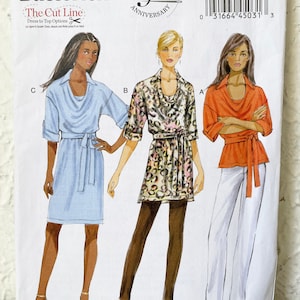 Butterick Pullover Top-Tunic-Dress-Belt Sewing Pattern B5923 Misses XS-S-M Uncut