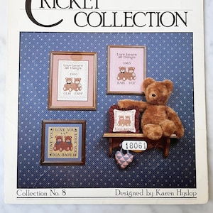 Vintage The Cricket Collection #8 I Love You Teddy Bears Cross Stitch/Needlepoint