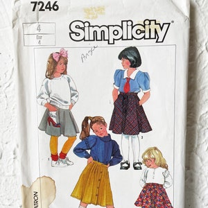 Simplicity Full Circle-Fitted-Elastic Waist Skirts Vintage Sewing Pattern #7246 Girls&#39; Size 4 Uncut