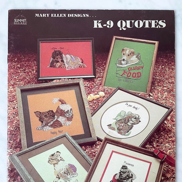 Vintage Mary Ellen Designs K-9 Quotes Cross Stitch/Needlepoint Summit Designs- 11 Dog Breeds