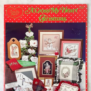 Vintage 1987 A Cross My Heart Christmas Counted Cross Stitch Designs Patterns