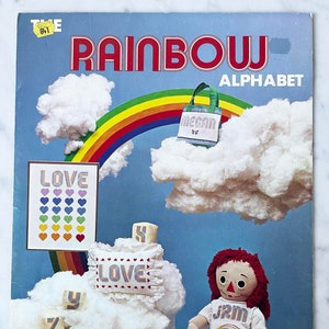 Vintage Rainbox Alphabet Cross Stitch/Needlepoint Vintage Ibex Designs Leaflet