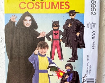 McCall's Costumes M5952 Super Hero-Batman-Racecar Driver-Bandit-Vampire Kids' Sizes 3-6
