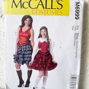 McCall&#39;s Costumes Halloween Steampunk Ruffled Skirt Top Pattern M6999 Girls & Misses Uncut