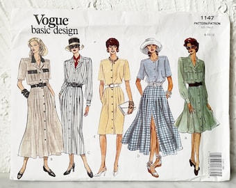 Vogue Basic Design Dress Loose Fitting Blouson Back Vintage Sewing Pattern #1147 Misses 8-10-12 Uncut