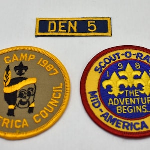 BSA Den 5-1987 Day Camp-1988 Scout-O-Rama Mid-America Council Boy Scout Patches