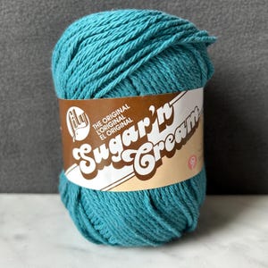 Lily The Original Sugar &#39;N Cream Cotton 4 Ply Yarn Super Size-1 Skein Teal #18802