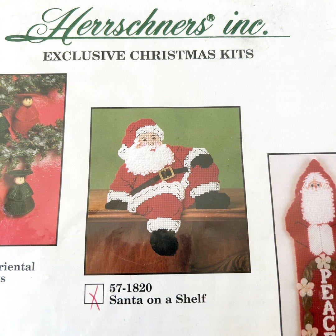 Herrschners Santa on a Shelf Plastic Canvas Kit Santa Claus Christmas